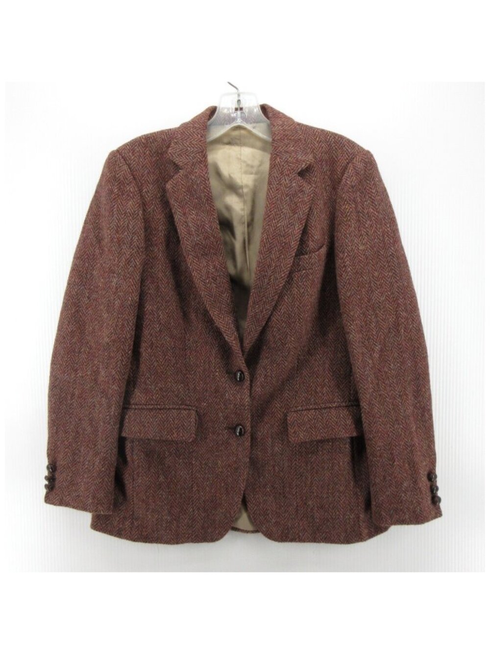 VINTAGE Harris Tweed Blazer 8 Handwoven Scottish Wool Herringbone USA*